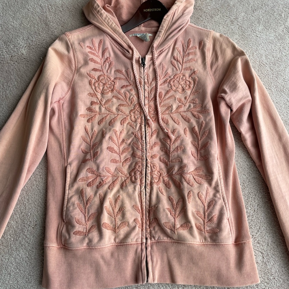 THE LUCKY BRAND vintage crochet floral zip up 🧥
